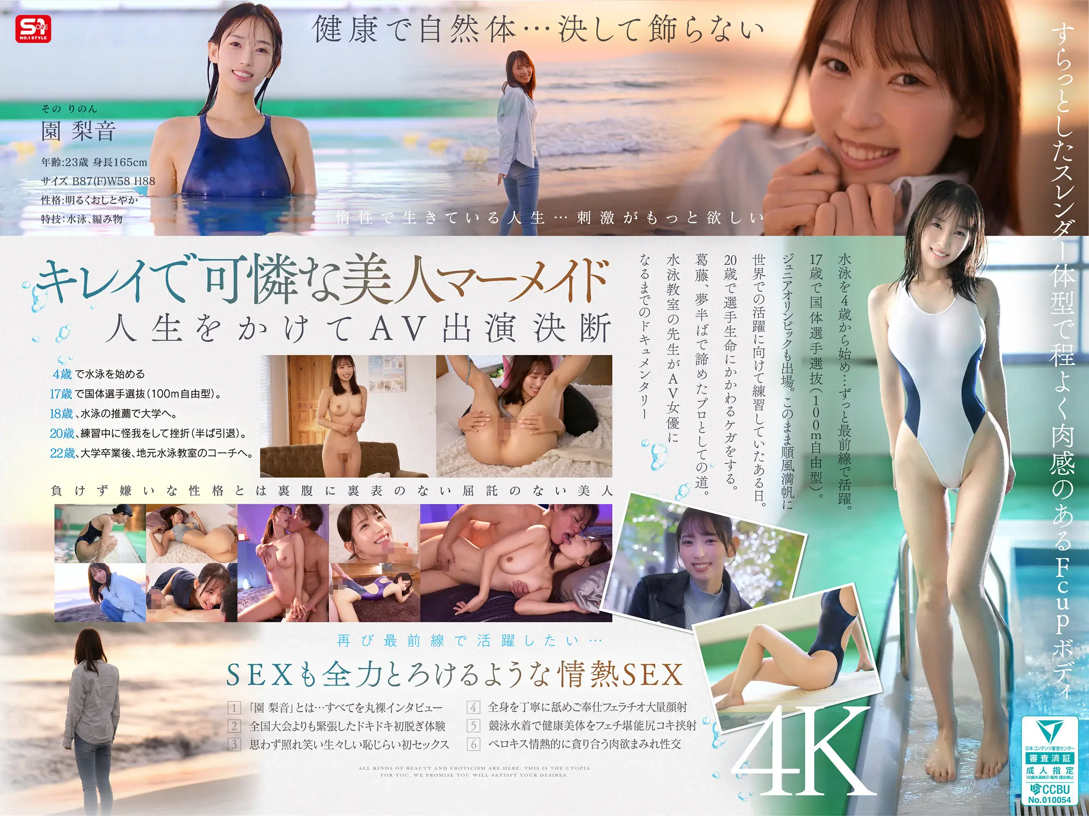 新人NO.1STYLE 水泳一筋 純情なお姉さん 園梨音 AVデビュー（S1 NO.1 STYLE/snos00248）